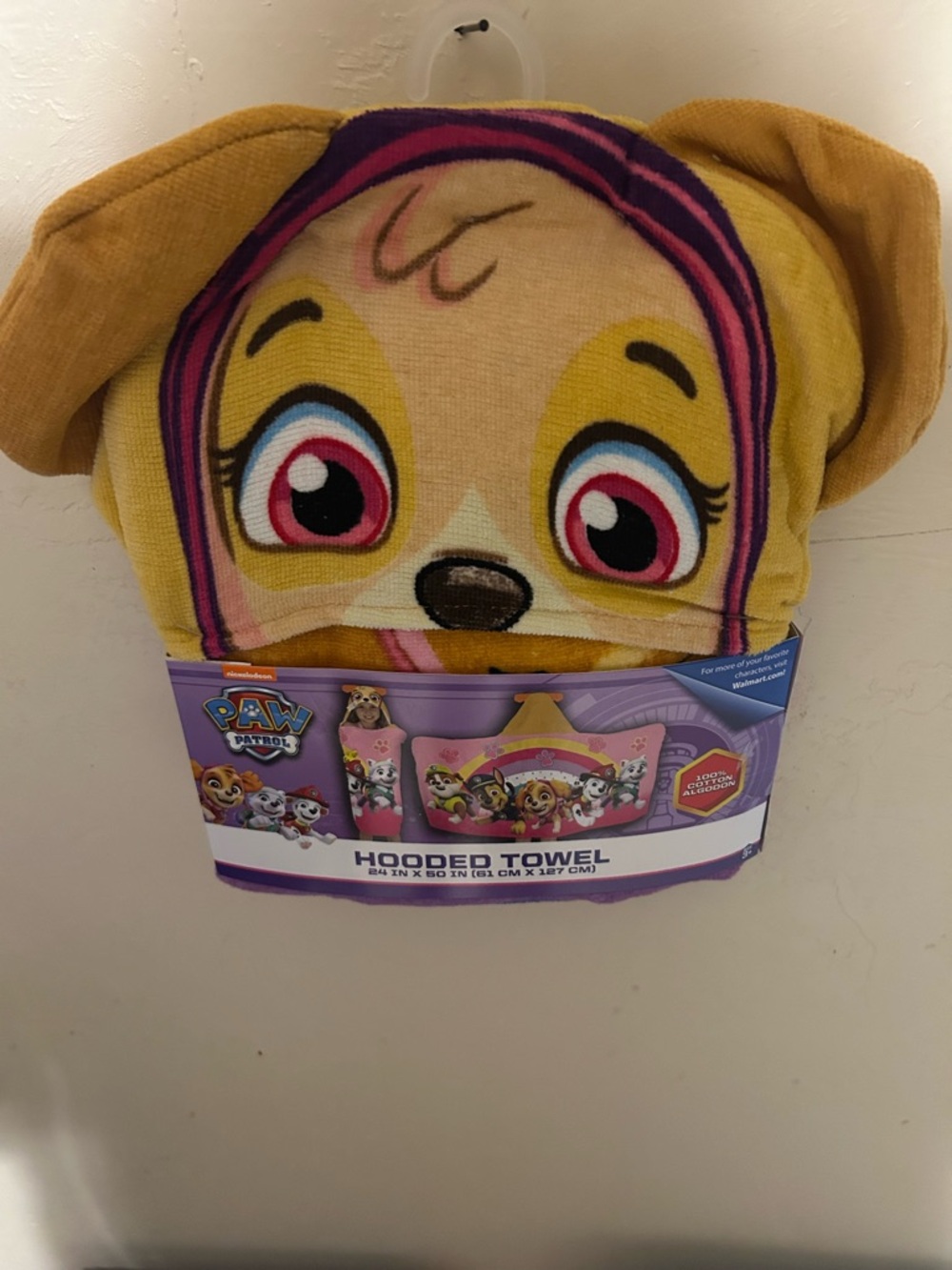 Paw Patrol Skye Kids Hooded Towel Wrap 24" × 50" 100% Cotton Beach Swim